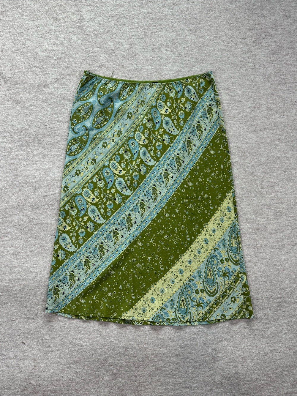 The Limited Green and Light Blue Paisley Midi Skirt